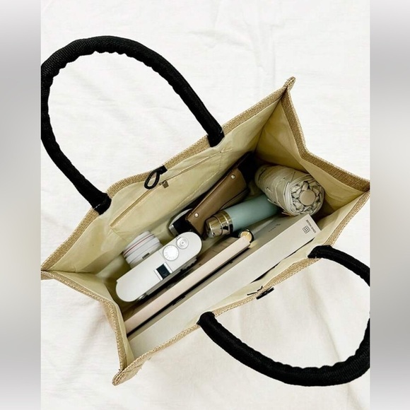 Khaki Linen beach bag - Picture 8 of 8